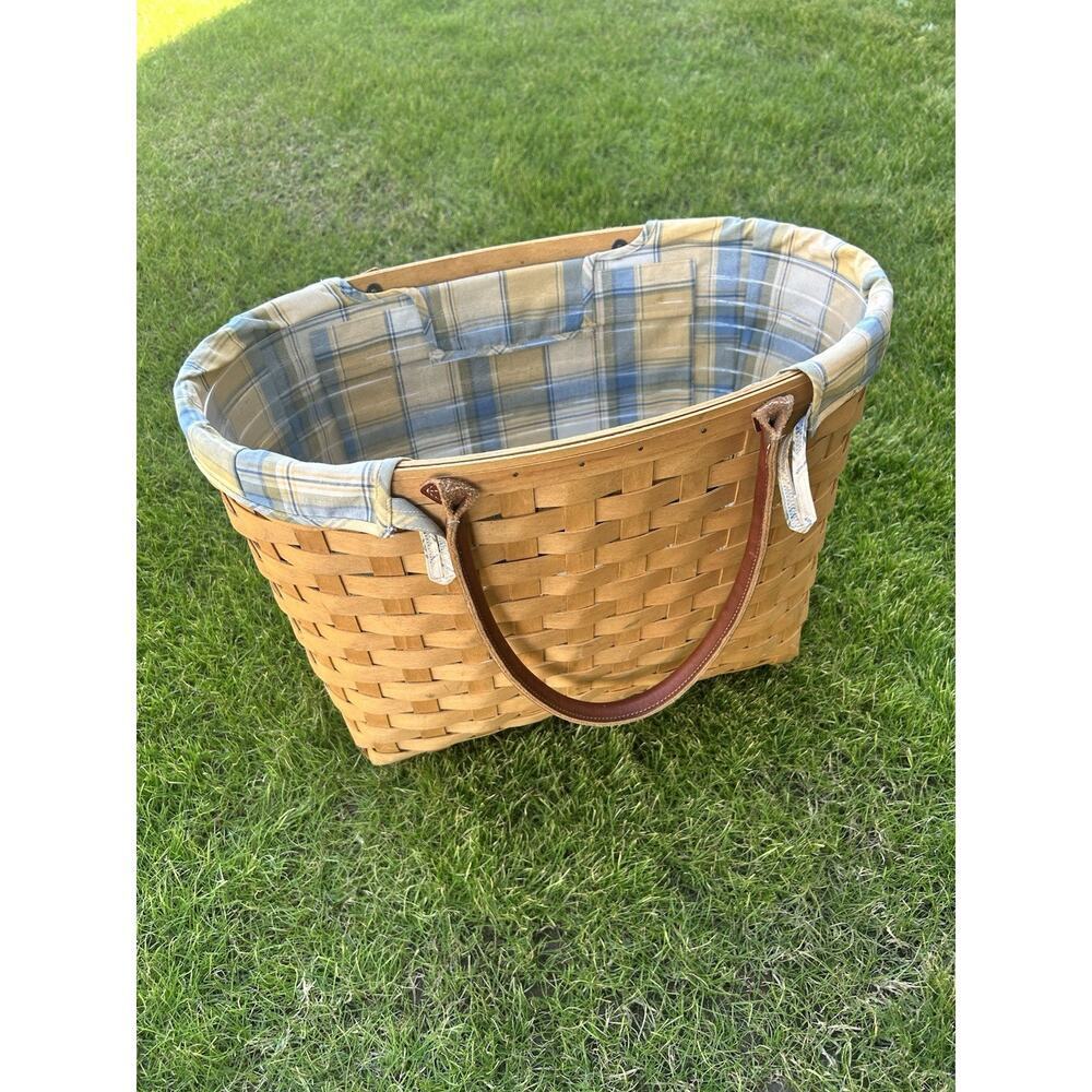 Longaberger 2003 Large Good Ol' Summertime Boardwalk Basket, Protector, Liner
